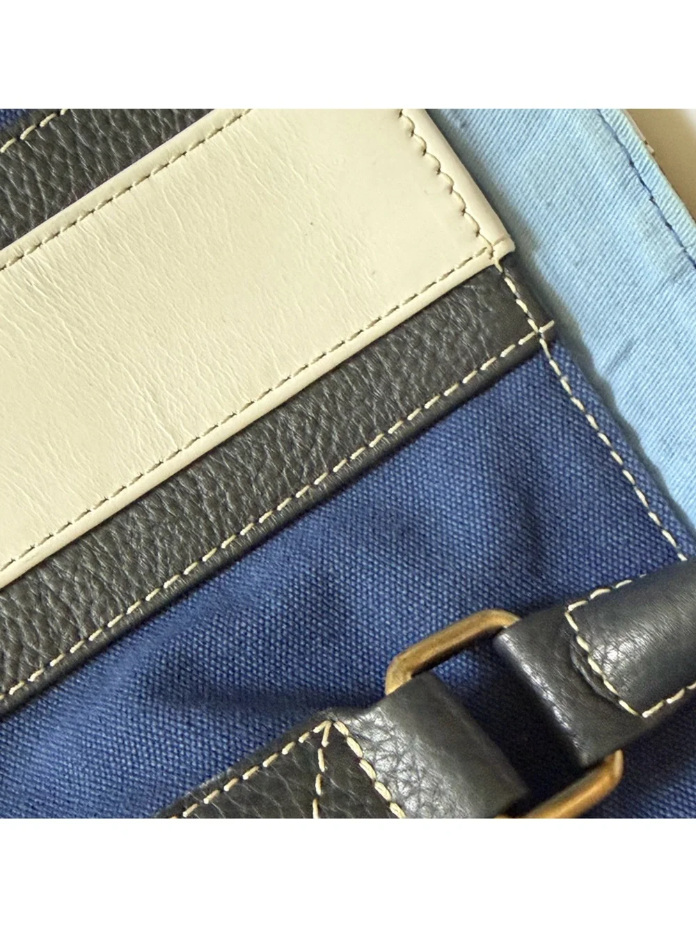 FH Wadsworth NYC Classic Navy and White leather Canvas Weekender Tote Bag